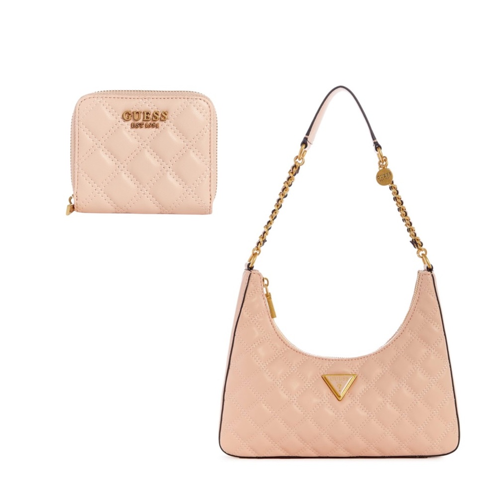 🌟GUESS Giully Shoulder Bag & Wallet Set Apricot Cream🌟